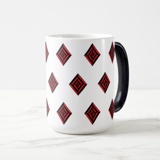 Mug Magique Red and Black Geometric Diamond Pattern Modern Tot (Devant droit)