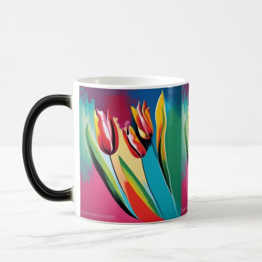 Mug Magique Red tulips abstract design (Gauche)