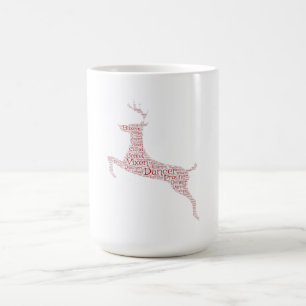 Mug Magique Reindeer Word Art Rudolph Blixem Comet Cupide