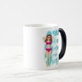 Mug Magique Restez calme et surf sur la brune fille (Devant droit)