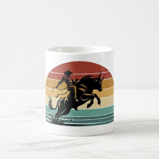 Mug Magique Retro Bull Riding Sunset Western Art (Centre)