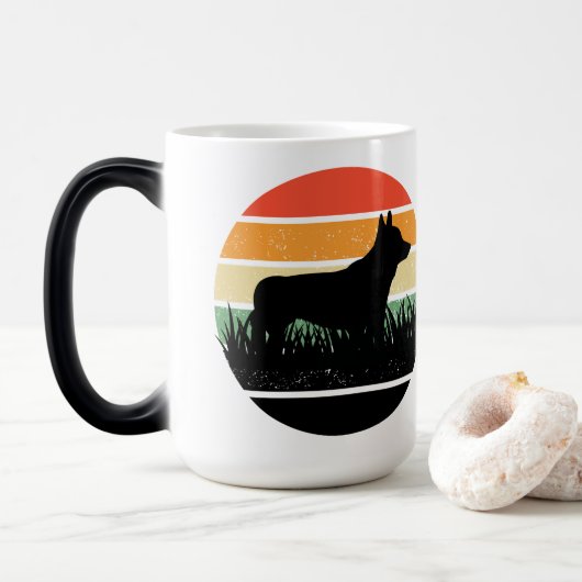 Mug Magique Retro Corgi Sunset (Avec donut)