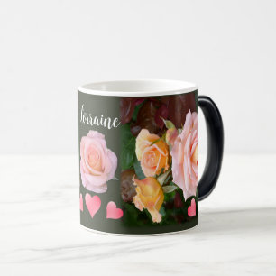 Mug Magique Roses et Coeurs roses personnalisées