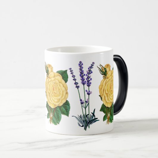Mug Magique Roses Jaunes & Lavande Douce Élégance Florale (Devant droit)