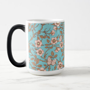 Mug Magique Roses sauvages et papillons /rose/marron/bassin
