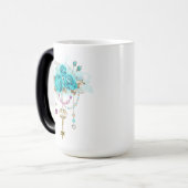 Mug Magique Roses turquoise avec touches (Devant gauche)