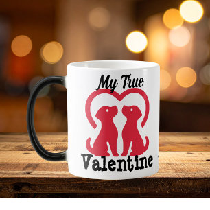 Mug Magique Rouge mignon /Noir ''My True Valentine' Personnali