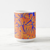 Mug Magique Royal Blue And Citrus Orange Tropical Art Design (Centre)