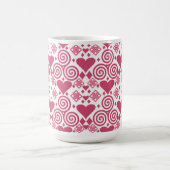 Mug Magique Saint Valentin Amour rose, rouge et Motif blanc (Centre)