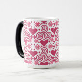 Mug Magique Saint Valentin Amour rose, rouge et Motif blanc (Devant gauche)