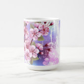 Mug Magique Sakura rose sur la peinture Arrière - plan (Centre)