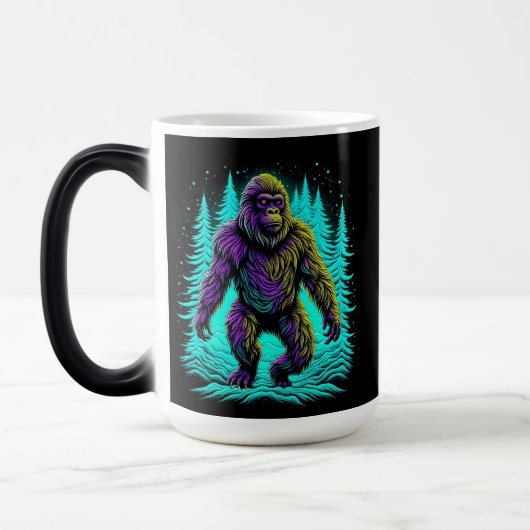 Mug Magique Sasquatch Bigfoot en Turquoise et noir (Gauche)