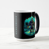 Mug Magique Sasquatch Bigfoot en Turquoise et noir (Devant droit)