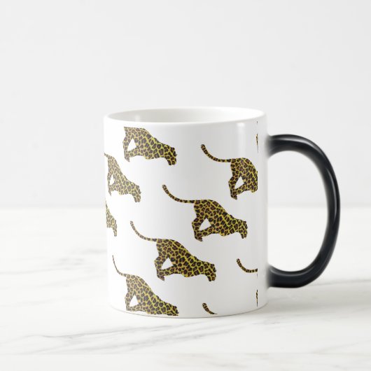 Mug Magique Silhouette de léopard marron et jaune (Droite)