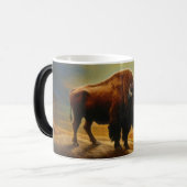 Mug Magique Silhouette du coucher de soleil de bison de buffle (Devant gauche)