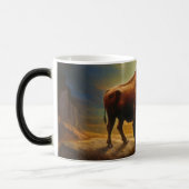 Mug Magique Silhouette du coucher de soleil de bison de buffle (Gauche)