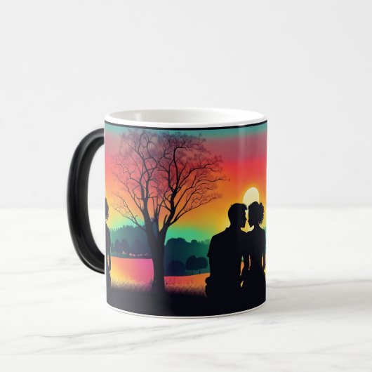 Mug Magique Silhouette romantique Couple Couple (Devant gauche)