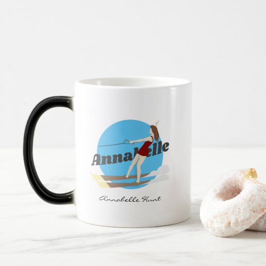 Mug Magique Ski nautique de style vintage (Avec donut)