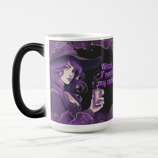 Mug Magique Sorcière de café sur noir (Gauche)