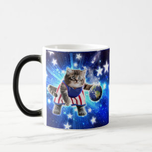Mug Magique Space cat jouant au basket