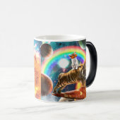 Mug Magique Space Galaxy Cat Riding Tiger sur Pizza (Devant droit)