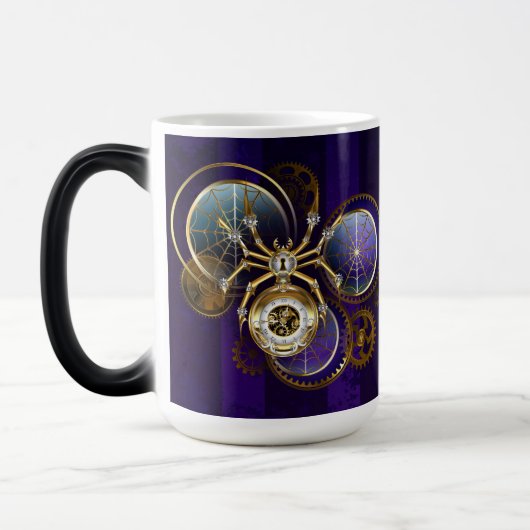 Mug Magique Spider Steampunk sur Arrière - plan pourpre (Gauche)