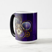 Mug Magique Spider Steampunk sur Arrière - plan pourpre (Devant gauche)