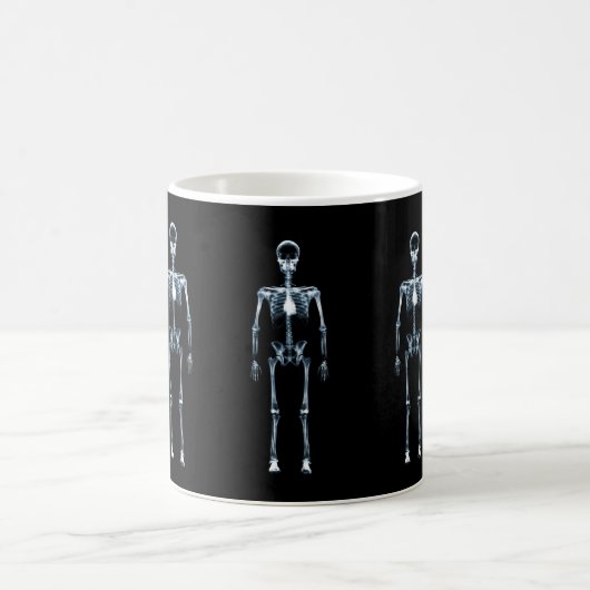 Mug Magique Squelette simple bleu de vision de rayon X (Centre)