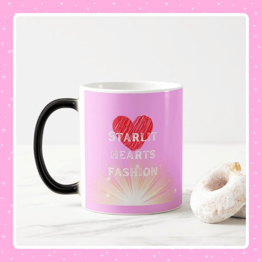 Mug Magique Starlit Coeurs Mode Coeur rouge Coeur brillant Mor
