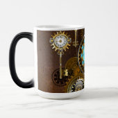 Mug Magique Steampunk Rusty Background with Turquoise Lenses (Gauche)