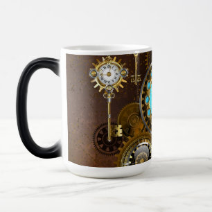 Mug Magique Steampunk Rusty Background with Turquoise Lenses