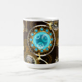 Mug Magique Steampunk Rusty Background with Turquoise Lenses (Centre)