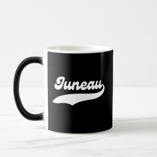 Mug Magique Style universitaire Juneau City Alaska blanc (Gauche)