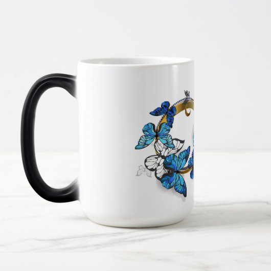 Mug Magique Symbol Infinity of Blue Morpho Butterflies (Gauche)