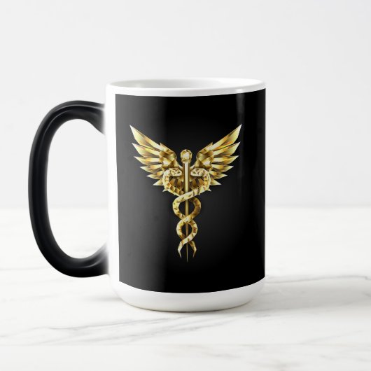 Mug Magique Symbole caducée polygonal or (Gauche)