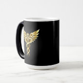 Mug Magique Symbole caducée polygonal or (Devant gauche)