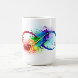 Mug Magique Symbole d'infini avec plume arc-en-ciel