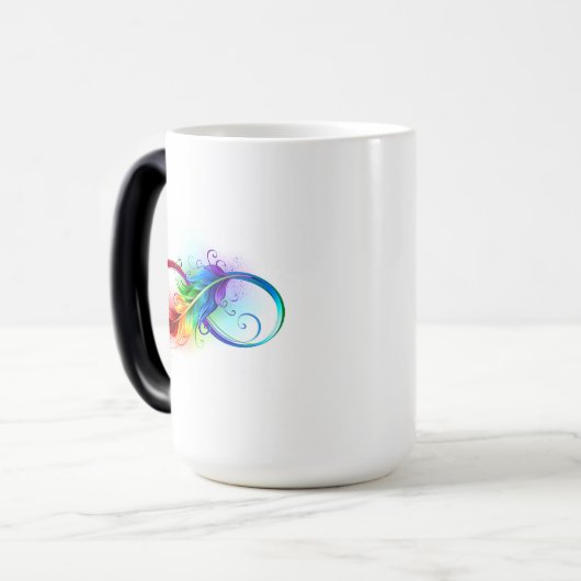 Mug Magique Symbole d'infini avec plume arc-en-ciel (Devant gauche)