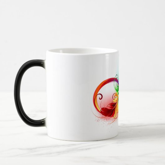 Mug Magique Symbole d'infini avec plume arc-en-ciel (Gauche)