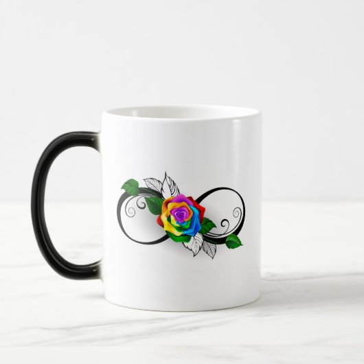 Mug Magique Symbole d'infini avec Rose arc-en-ciel (Gauche)