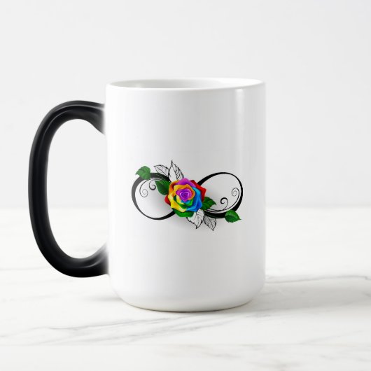 Mug Magique Symbole d'infini avec Rose arc-en-ciel (Gauche)