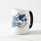 Mug Magique Symbole infini de papillons Morpho bleus (Devant droit)
