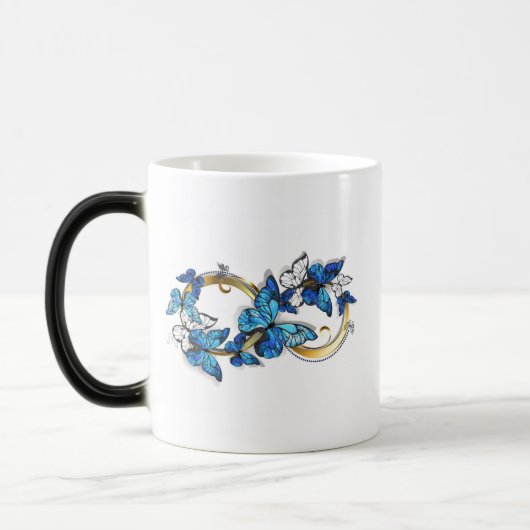 Mug Magique Symbole infini de papillons Morpho bleus (Gauche)