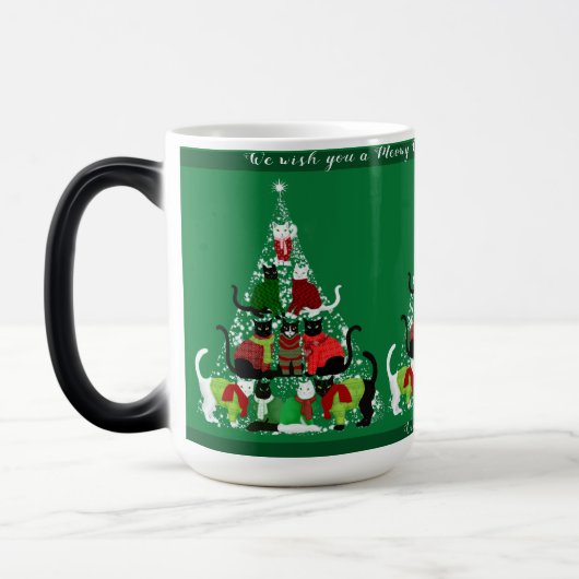 Mug Magique Sympa chat sapin de Noël personnalisé (Gauche)