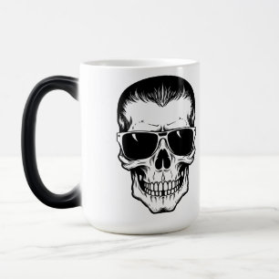 Mug Magique Tattoo Flash Art Crâne avec Lunettes de Soleil