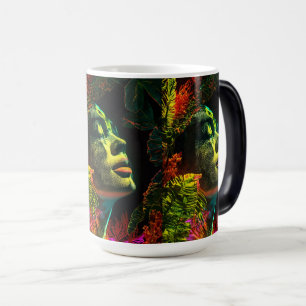 Mug Magique Tête de femme Neon vibrante, Art réaliste