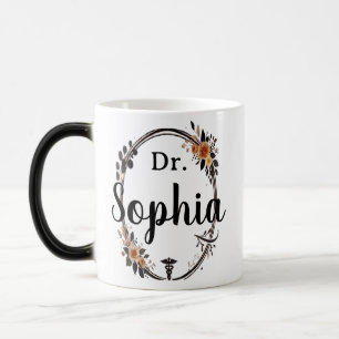 Mug Magique Titre personnalisé & Nom Cadeau Floral pour amis