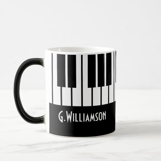 Mug Magique Touches musicales de piano| Ajouter votre nom (Gauche)
