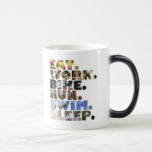 Mug Magique Triathlete mangent la vie quotidienne de sommeil