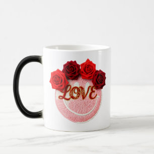 Mug Magique Tricot Visage Sourire Rose Rouge Amour Saint-Valen